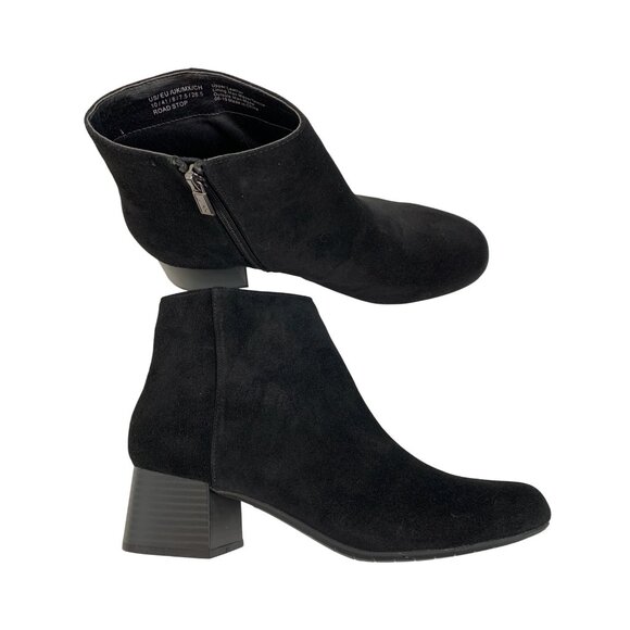Kenneth Cole Reaction Womens Ankle Boots Size 10 Black Suede Block Heel Zip EUC - Picture 2 of 14